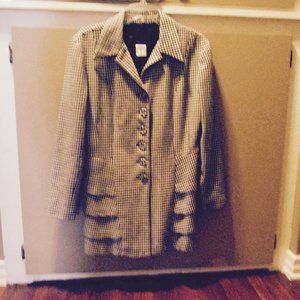 Vintage Black White Houndstooth Long Jacket GREAT!